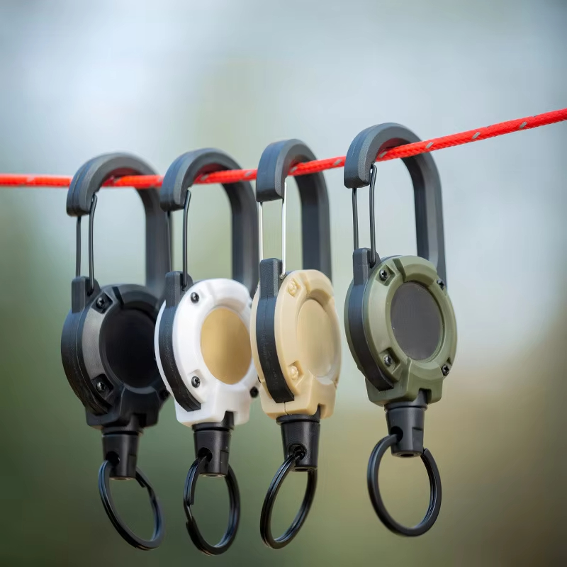 Conventional Reel - 格納式ヘビーデューティプルリールカラビナ強力なスチールワイヤーロープバックルスプリングキーリングアウトドアスポーティなアタッチメントキーホルダーツール