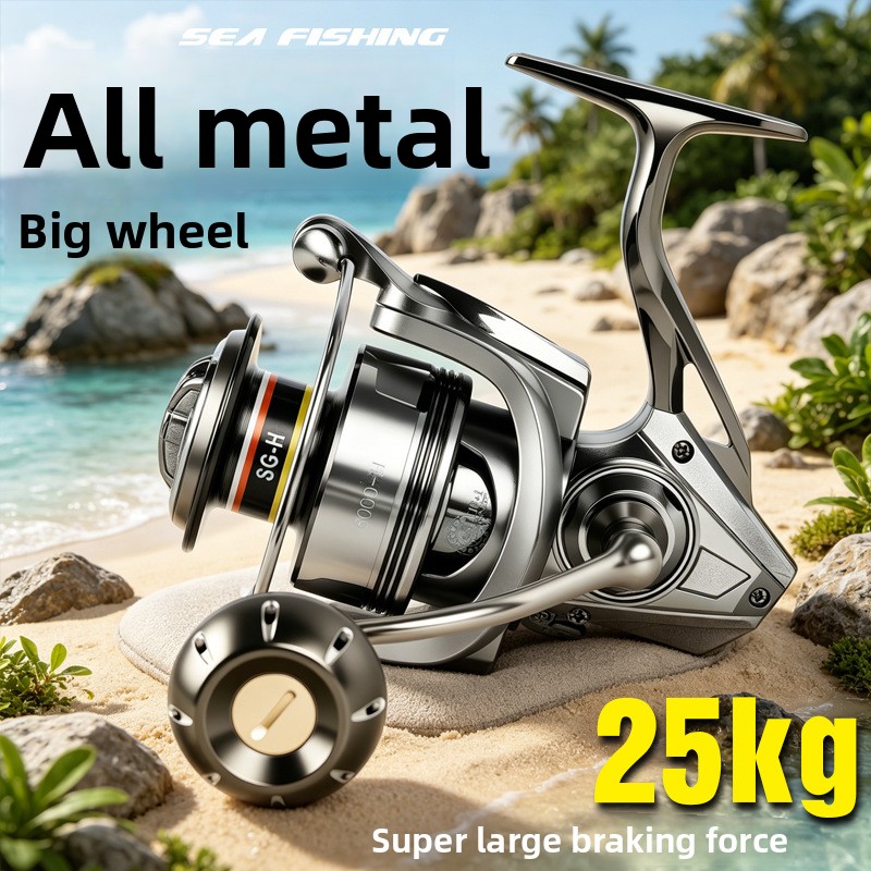 Ice Fishing Reel - プレミアムフルメタルスピニングリール、海釣り、ルアーフィッシング、ボートフィッシング、ショアキャスティング、サーフフィッシングに最適。Pawa26を聴いてください。